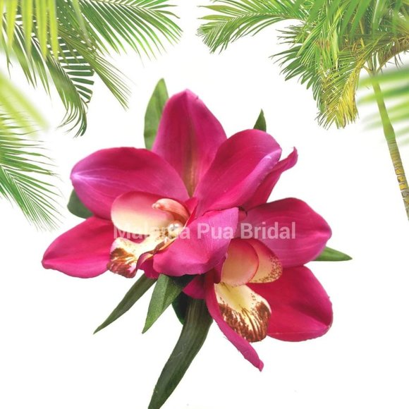 Hawaiian Silk Orchid Hair Clip - Picture 6 of 9